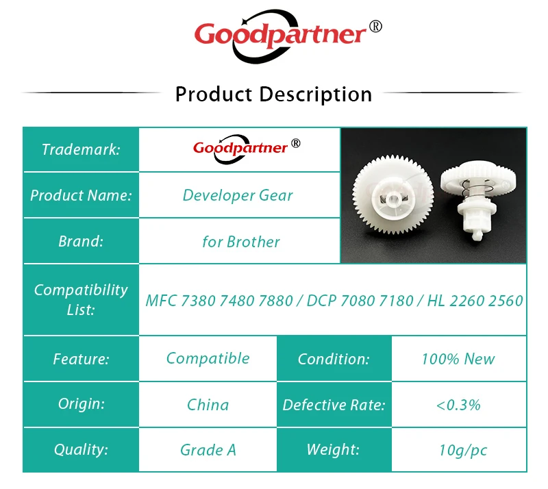 Gear for BROTHER L2500 L2520 L2540 L2541 L2560 L2300 L2305 L2320 L2340 L2360 L2365 L2380 L2680 L2685 L2700 L2705 L2720 L2740