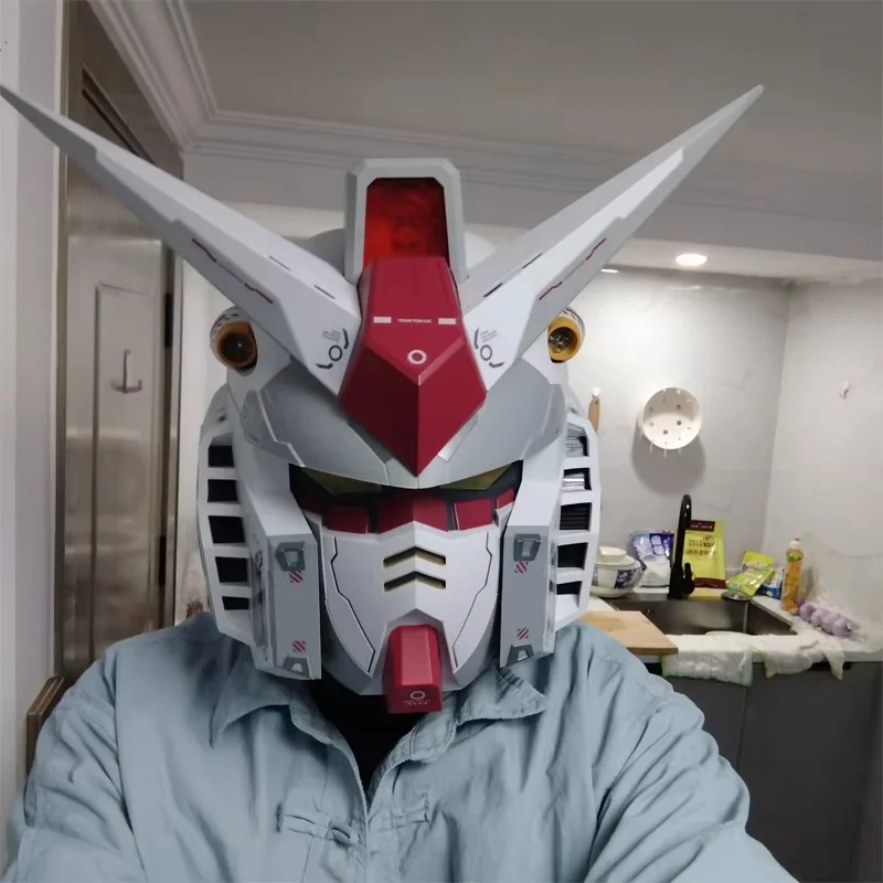 Yuan Zu Ganso RX-78-2 Helm Setelan Ponsel Helm Bercahaya Dapat Dipakai Karena Model Pameran Komik Figur Hadiah Dekoratif Koleksi