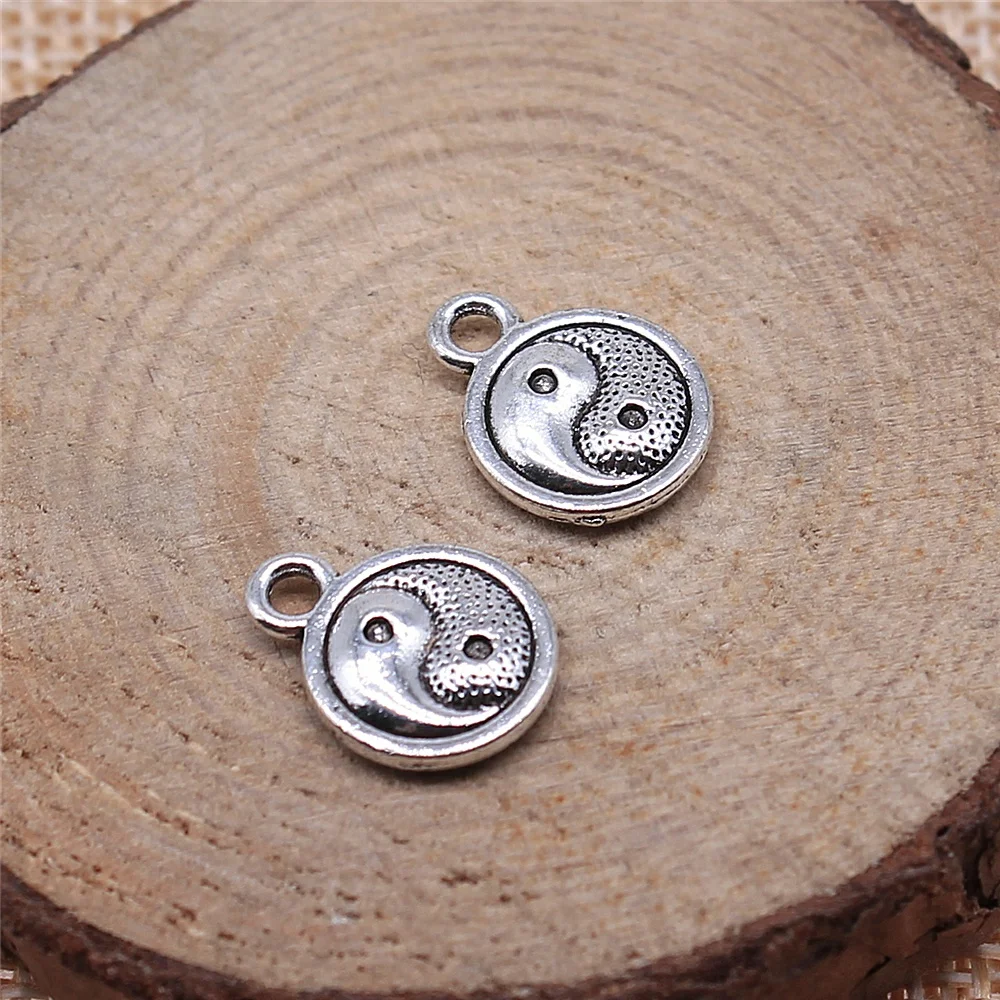 

200pcs 10mm Ba Gua Charm Antique Silver Color Yin Yang Charm Double Sided Tai Chi Charms Wholesale For Jewelry Making