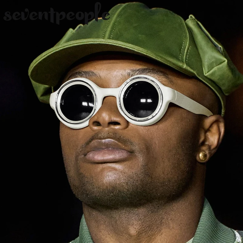 Okulary przeciwsłoneczne męskie w stylu punkowym, okrągłe, luksusowa marka, design steampunk, okulary słoneczne dla mężczyzn, nowa letnia moda, małe oprawki, okulary.