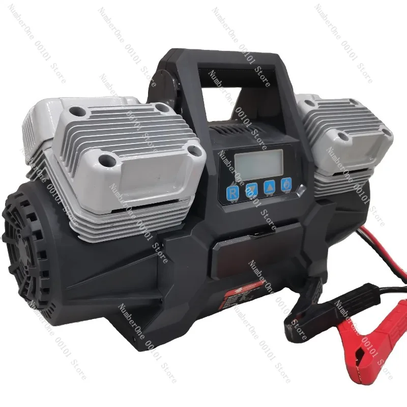 Portable 400L 12V 4-Cylinder Heavy Duty Metal Air Compressor, Car Tire Inflator With Tire Pressure Monitoring