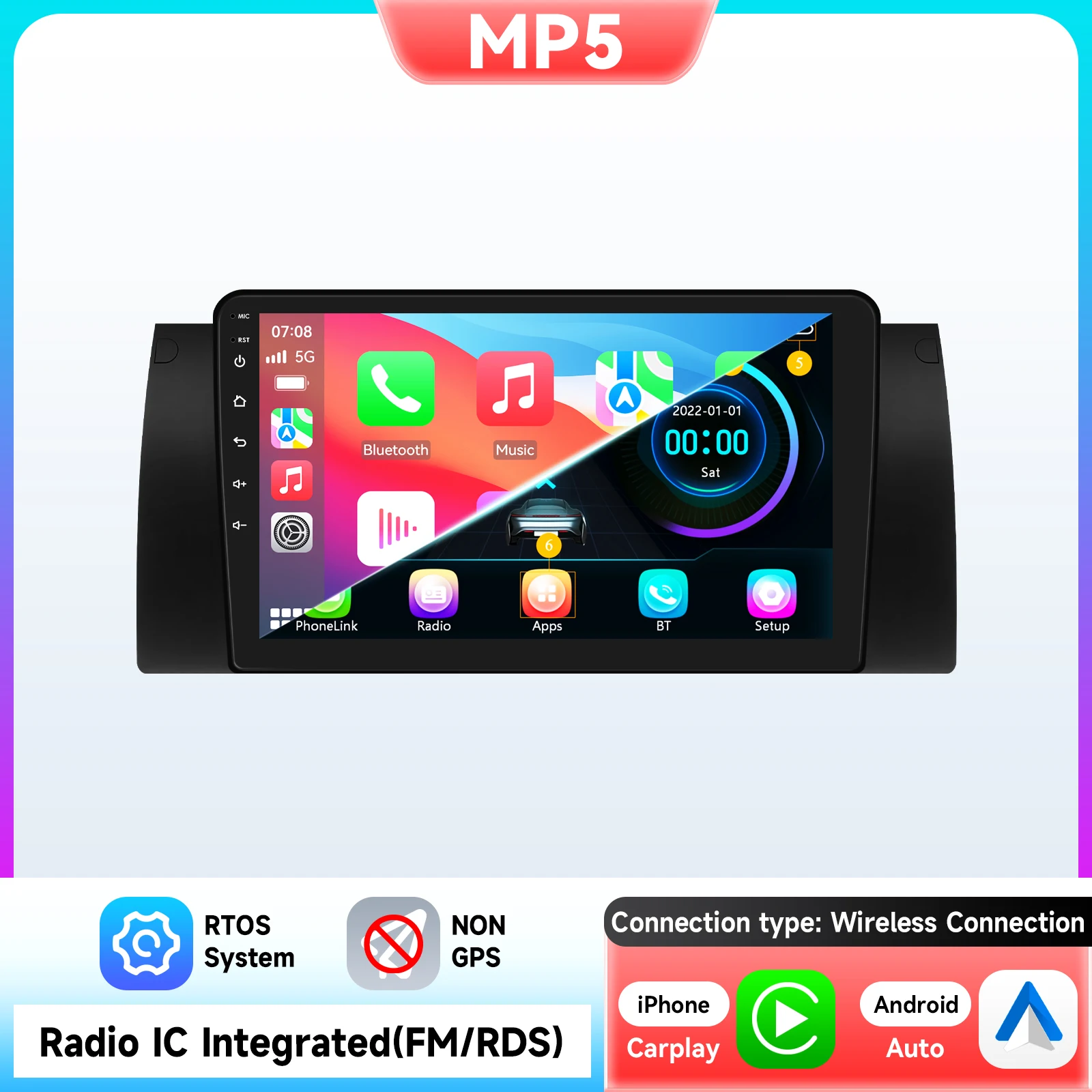 2-DIN autoradio voor BMW X5 E39 E53 1999 - 2006 Multimedia Videospeler 2-DIN Android Carplay Stereo Navigatie GPS 6115 AI Scherm
