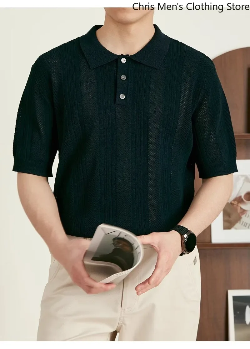 

Summer Men's Soft and comfortable shirt Fashion Polo Shirts Short Sleeve Turn-down Collar Patchwork Gasyal Polos Mens Clothing