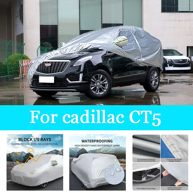 

Car Cover Outdoor Full Exterior Snow Cover Sunshade Waterproof Dustproof Protection with Reflective Strips for Cadillac Ct5