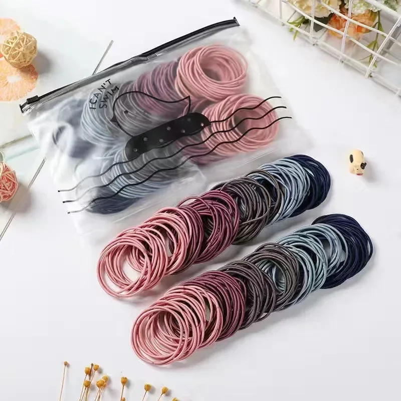 100pcs/lot Elastic Rubber Band Hair Bands Girl Candy Color Hair Band Child Baby Headband Scrunchie Hair Accessories For Hair