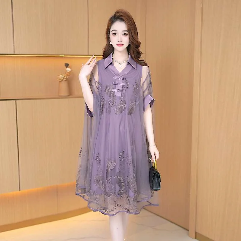 

2024 Summer Design Sense Dress High end Medium length Dress Fashionable Age Reducing High Waist Slimming High end Large Size Wom