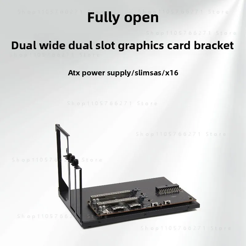 Dual Wide Dual Slot GPU Holder - PEX8749 PCIe 3.0 X16/x8 Expansion Card with ATX Power Supply