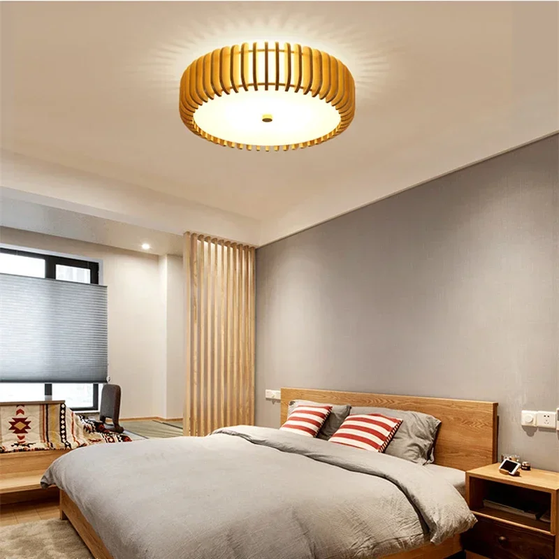 Modern Creative Wooden LED Ceiling Lamp Living Room Restaurant Bedroom Kitchen Chandelier E27 Bulb Indoor Lighting Decor Fixture