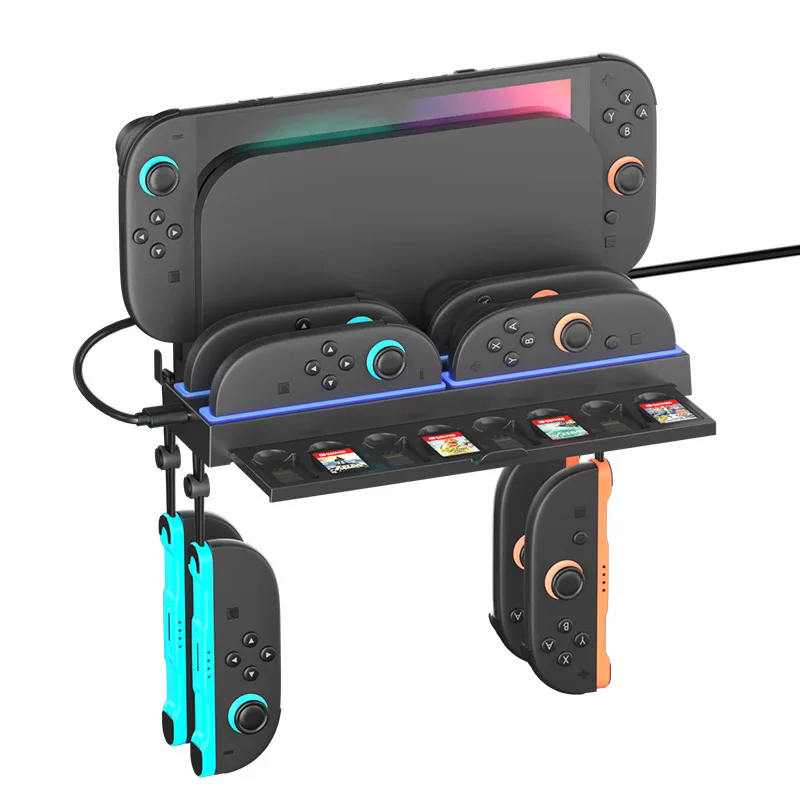 Switch 2 Wall Mount Charging Dock with Joy-Con Controller Charger Stand & Game Card Storage Holder for Switch 2 OLED 2025 Latest