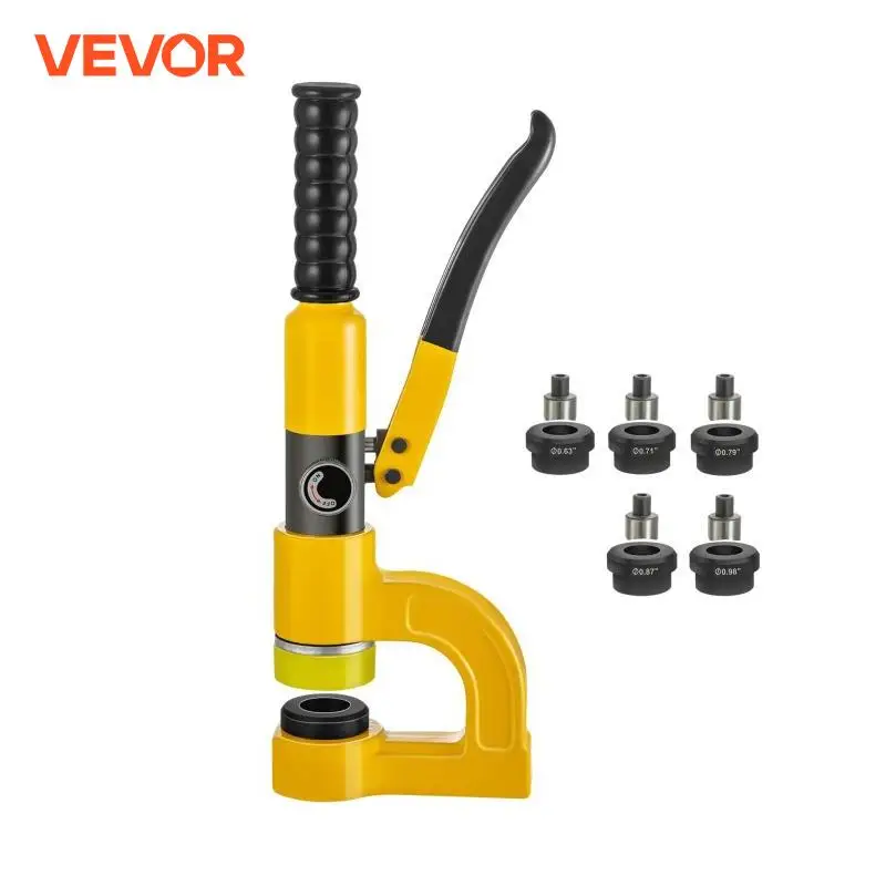 VEVOR 6T Hydraulic Hole Puncher Compact Bridge Manual Hole Digger Punch Tool W/ 5Dies Steel Plates Hole Opener Punching Machine