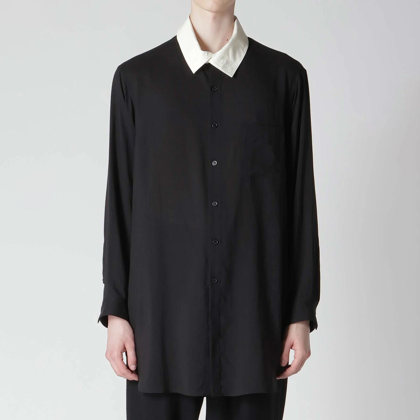 

YOJI OOAK original Japanese design sense color lapel shirt Long sleeve solid color single breasted shirt coat men