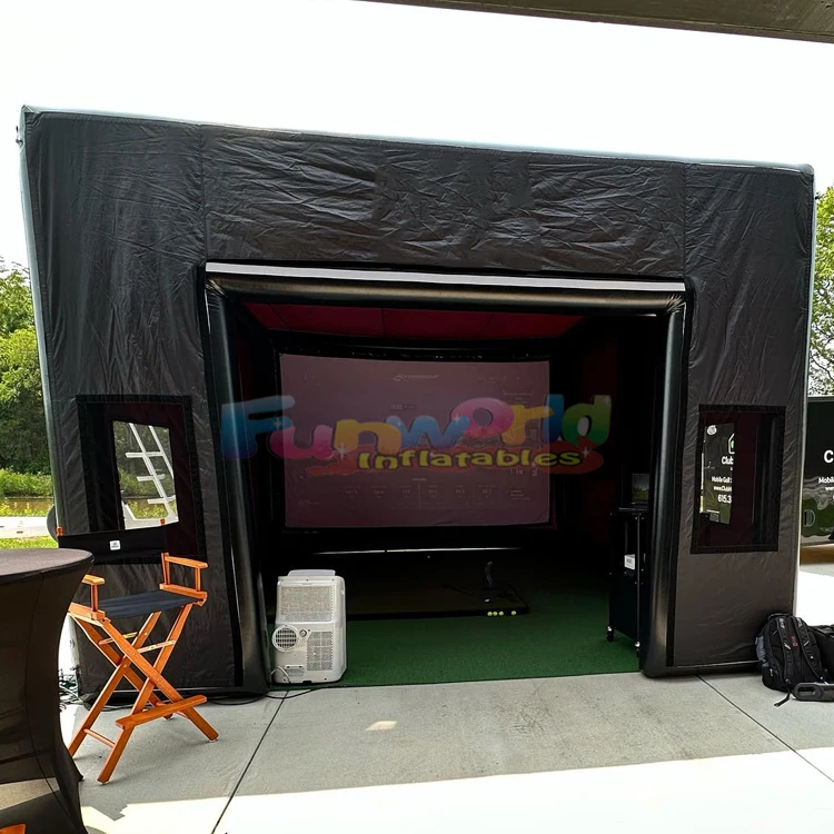 

Клетка для коммерческих занятий спортом на открытом воздухе, надувной эмулятор для гольфа с экранным проектором, палатка для стрельбы