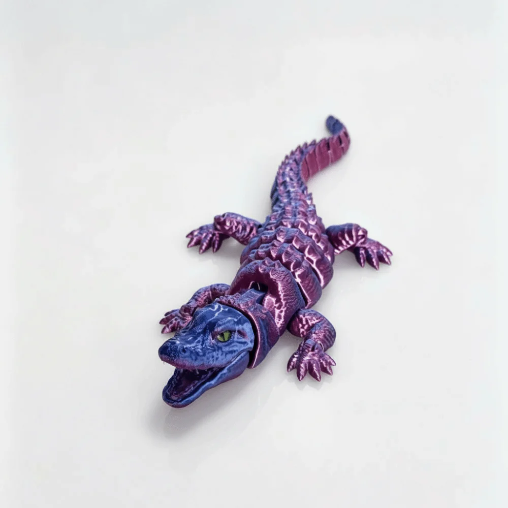Creative 3D Printed Simulation Crocodile Model Moveable Lifelike Crocodile Figure Model Articulated Flexible