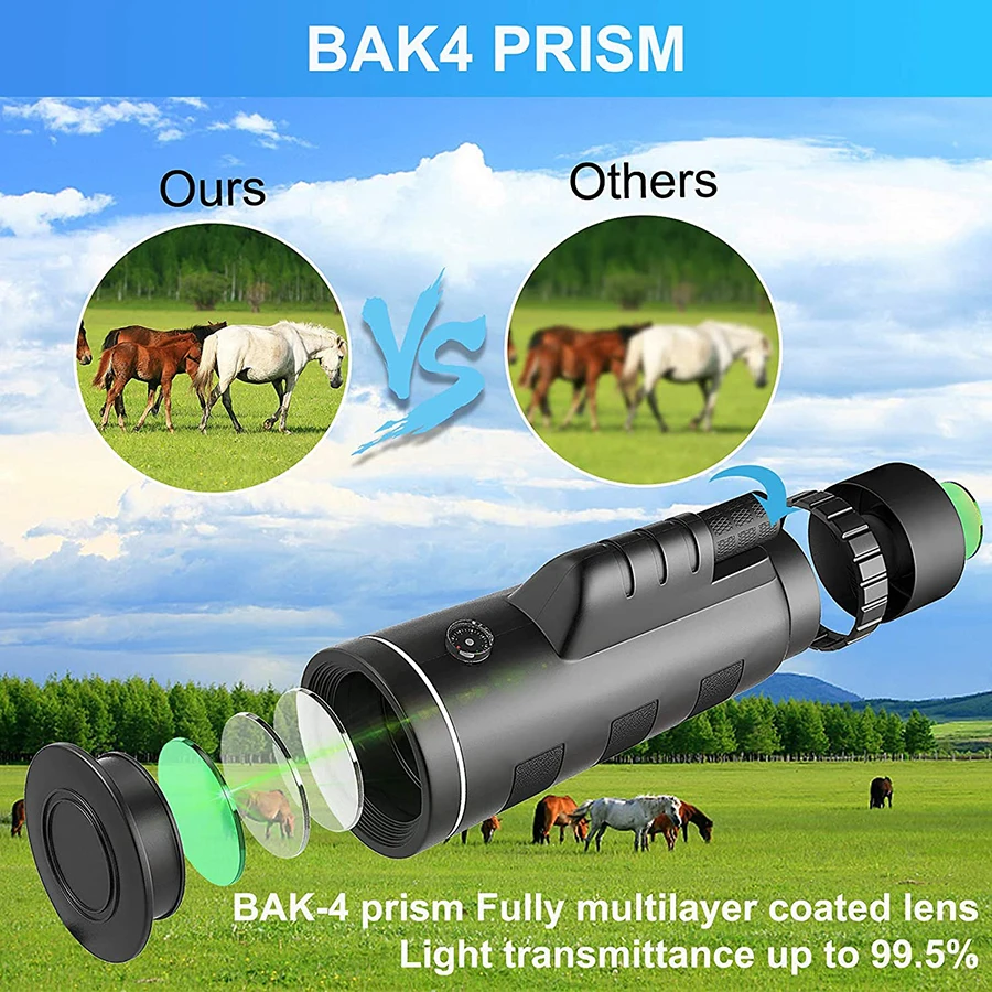 40X60 Telescope Professional Monocular Take Pocket Binoculars On Vacation As Gift Binoculars