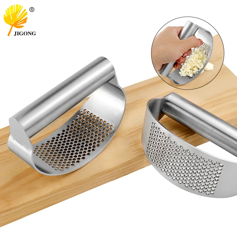 Garlic press, stainless steel circular garlic puree, household manual masher kitchen artifact gadget