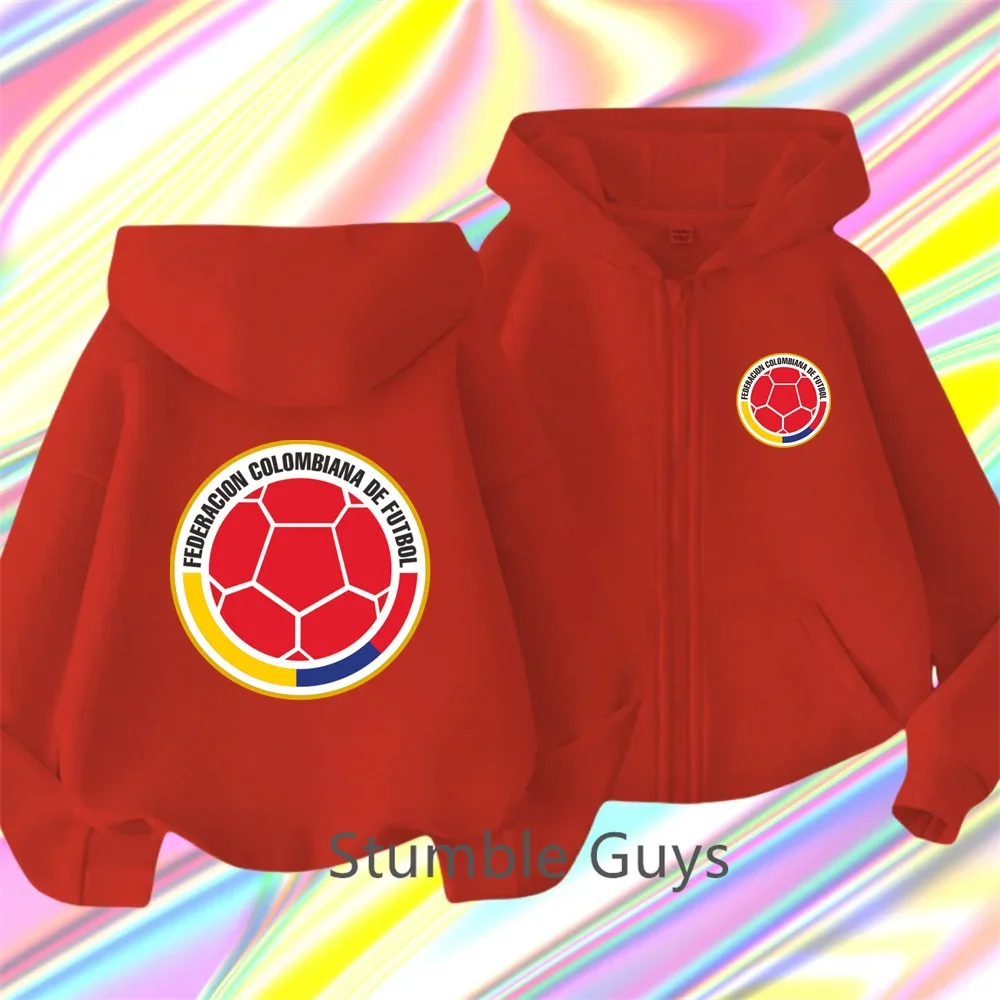 

Colombia Plus National Football Team Badge Beautifully Printed Boys Girls Hoodie Team Clothing Gift Coat for Children Fans