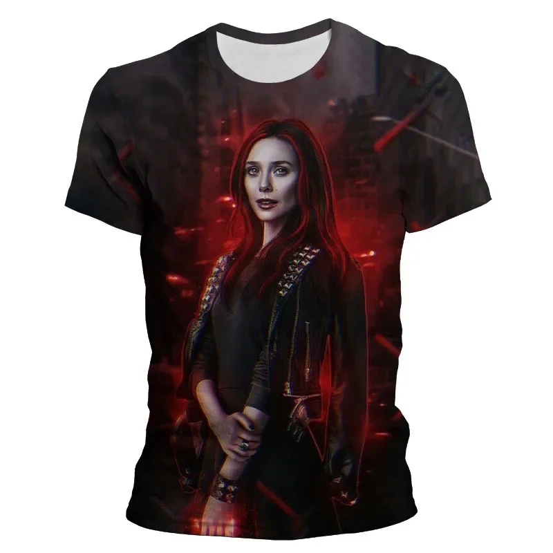 Summer T-shirt Harajuku Fashion Marvel The Avengers Wanda Scarlet Witch T Shirt Teen\'s Woman Leisure Streetwear Harajuku Tshirt