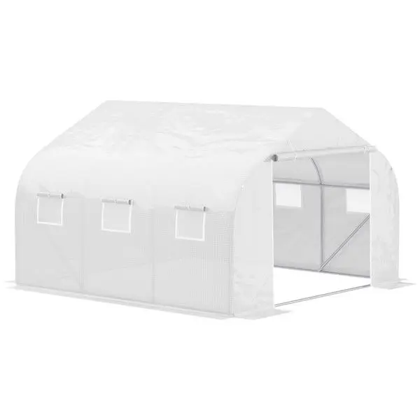 

Outdoor Walk-In Tunnel Greenhouse Hot House with Roll-up Windows, Zippered Door, PE Cover 11.5' x 9.8' x 6.5' AS