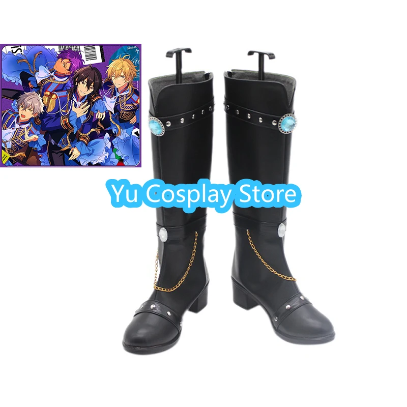 Game Ensemble Stars Sakuma Rei Ogami Koga Cosplay Shoes Halloween Carnival Boots Cosplay Prop Anime PU Leather Shoes Custom Made