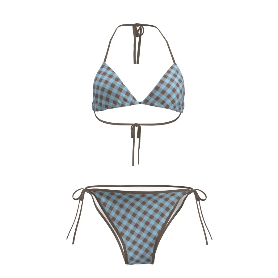 

Millennium Lady Bikini Set Beach Vaion Two-Piece Strapl Swimwear Blue Plaid Design DK Brand Sport Fitn Fans Supplies