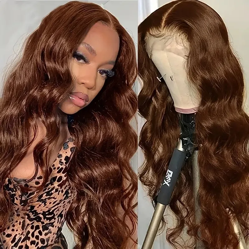 Chocolate Brown Body Wave 13x4 Lace Front Wig for Women Pre-Plucked Natural Hairline Human Hair Wig