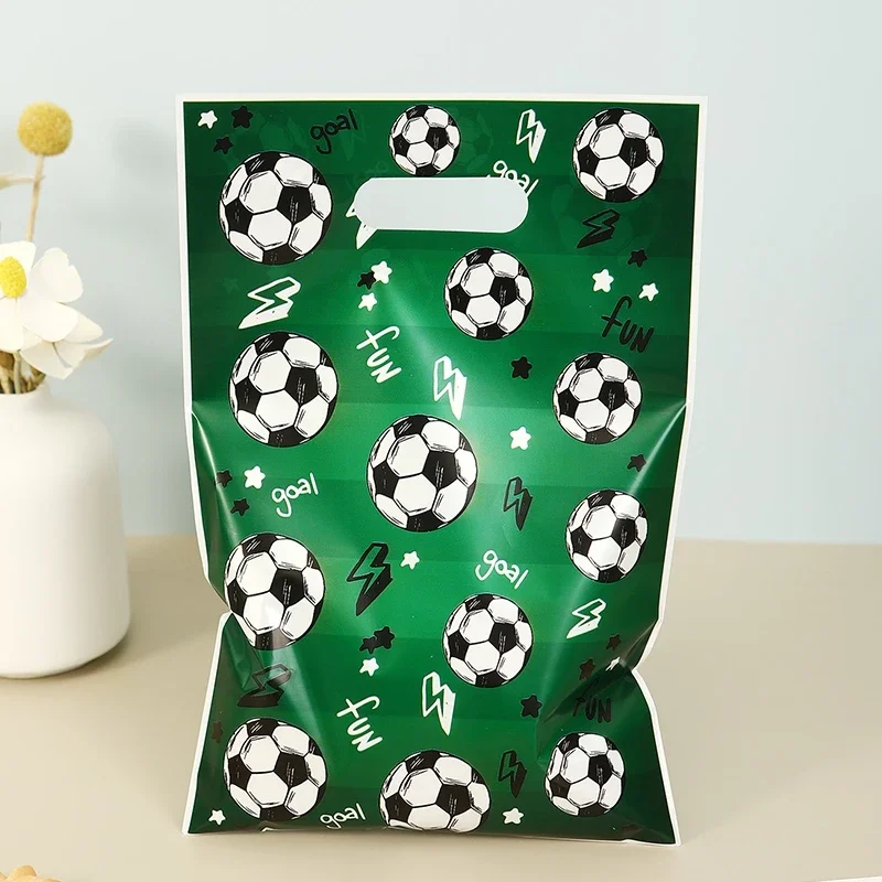 10pcs Soccer Theme Gift Bag, Candy Bag With Football, Gift Wrapping Supplies Goody Bag For Football Theme Holiday Party