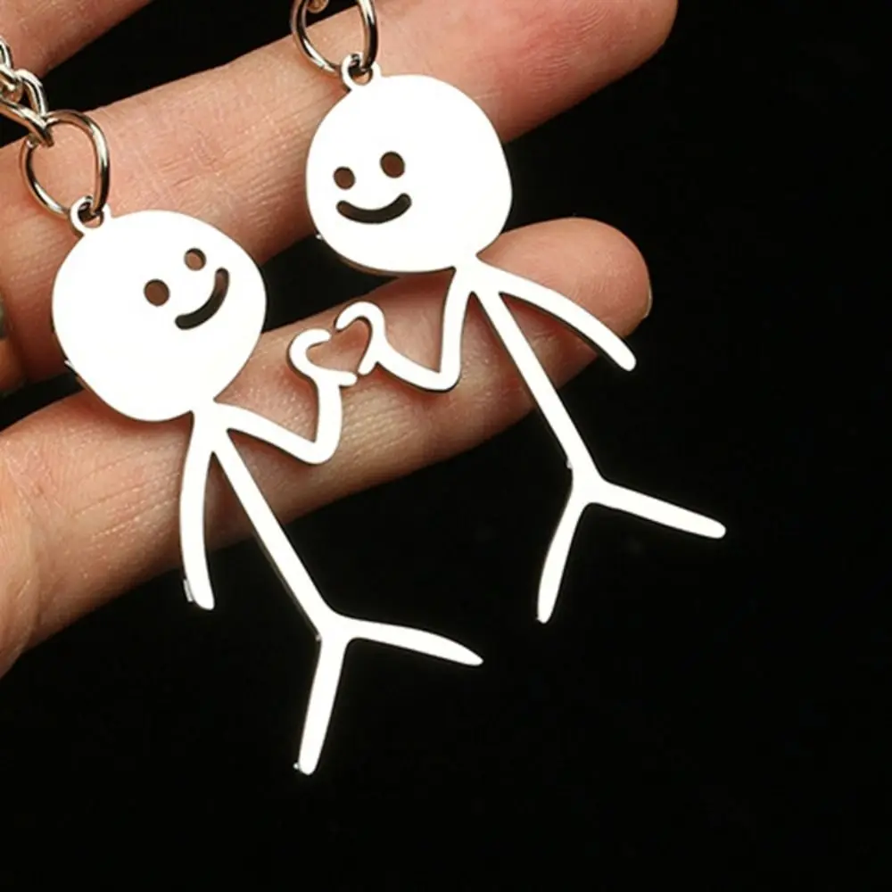 Funny Than Heart Stickman Keychain Personality Metal Couple Keychain Cute Interesting Match People Keyring Jewelry Gifts