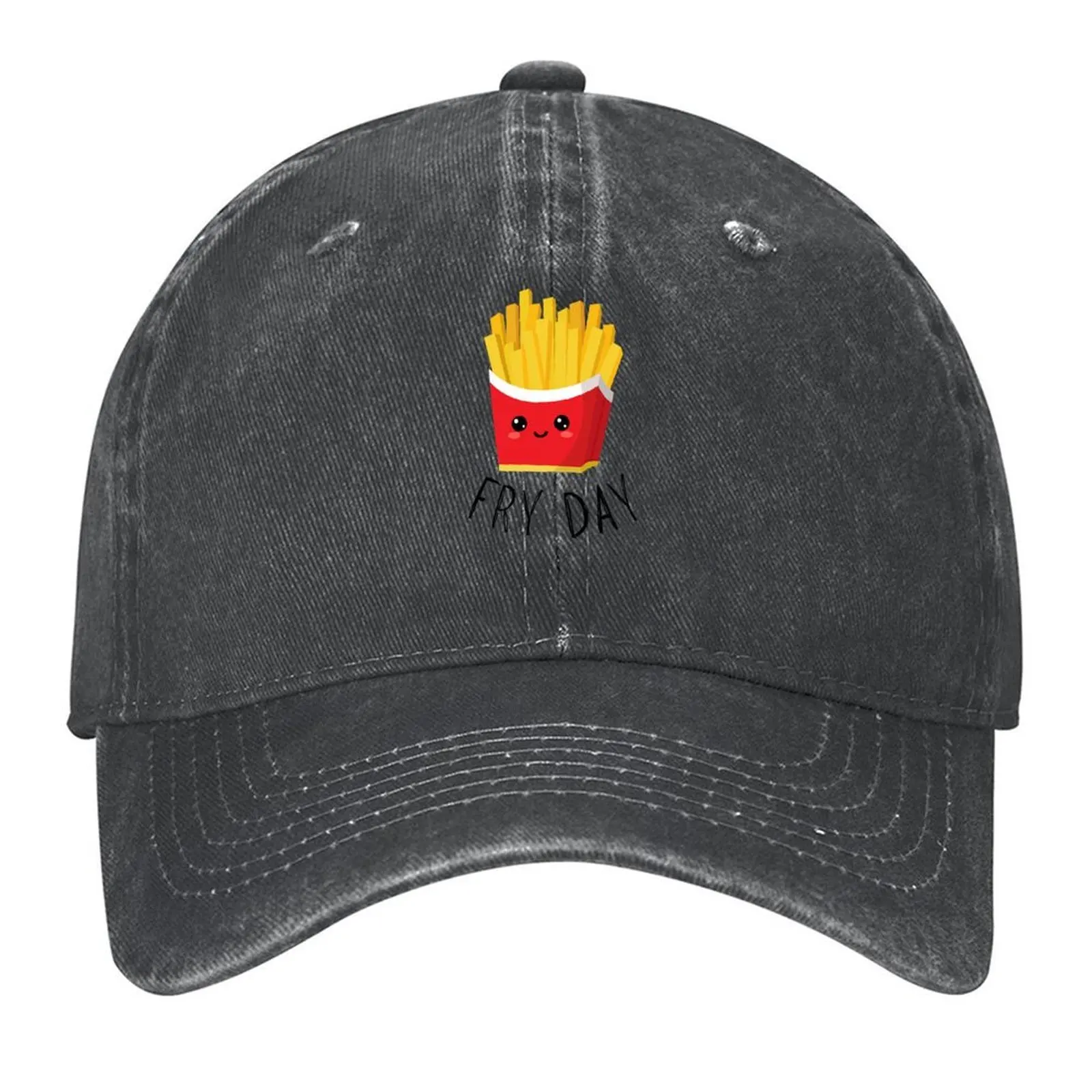 

Friday Pun, Funny Days of the Week, Fry Day, French Fries Smiling Baseball Cap Male hat Fishing cap Hip Hop Golf Men Women's