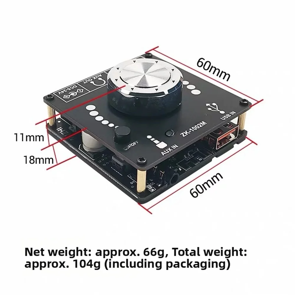 ZK-1002M Digital For amplifier Board 100W x 2 Dual Channel Output with AUX USB PC Support for Hi-Fi Applications