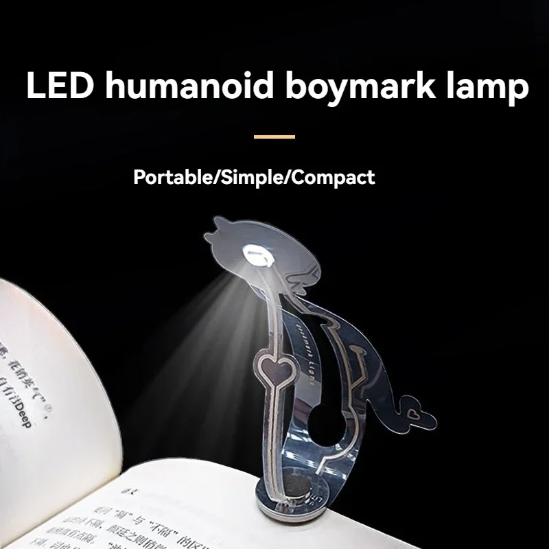 LED Human Shape Bookmark Light Reading Helper Bedside Clip-on Book Light Portable Mini Reading Lamp Creative Desk Light