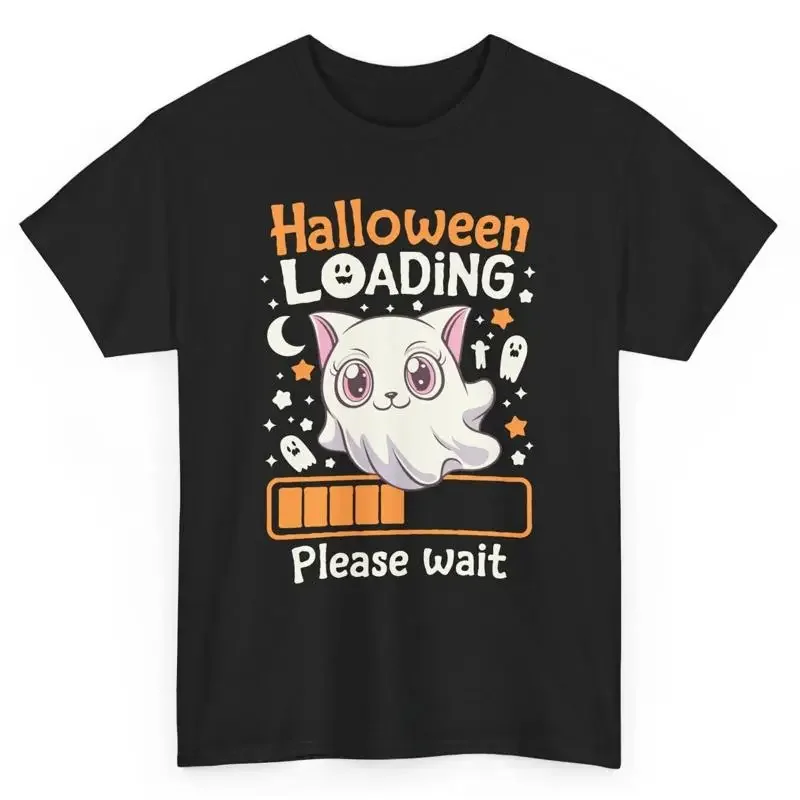 Ghost Cat Funny T Shirt Novelty Holiday Humorous Halloween Loading