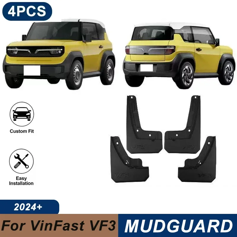 4PCS Car Mud Flaps For VinFast VF3 2024-2025 Waterproof Anti-Splash Fender Mudguards Auto Exterior Accessories