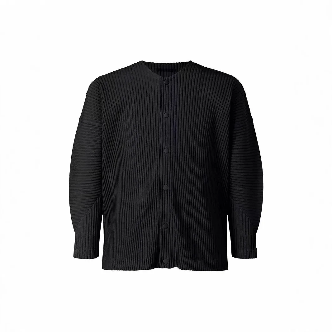 Miyake Summer 2025 New Cardigan Shirt Pleated Jacket Fashion Pleated Trend Business Commuter Versatile Casual Pleats Top