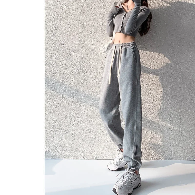 Spring Autumn New Patchwork Solid Fashion Sweatpants Women Elegant Harajuku Trousers All Match Y2K Lady Pant Chic Female Clothes