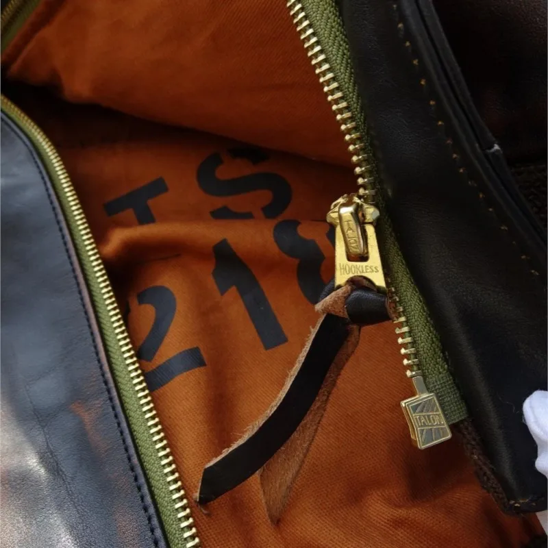 เสื้อโค้ทหนังแท้ขัดเงาด้วยมือสไตล์วินเทจสุดหรูและลำลอง