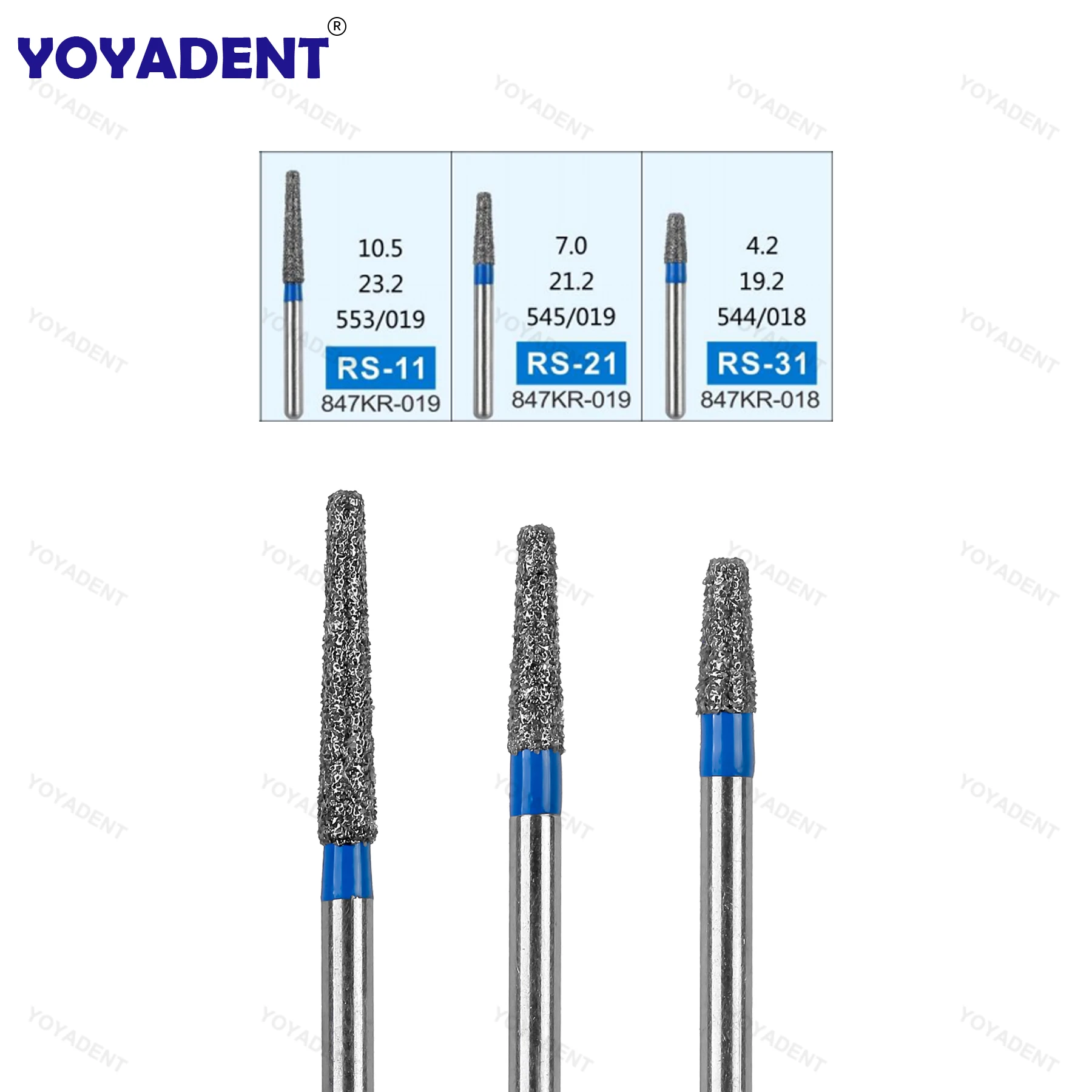 RS Type Dental Diamond Burs Rounded Shoulder Dills Dentistry Strawberries For High Speed Handpiece 10Pcs FG 1.6mm Polishing Tool