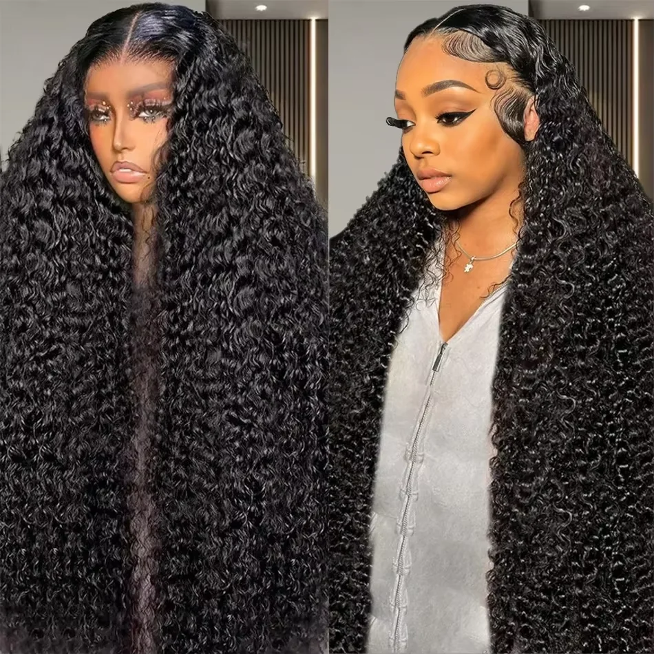 

220 Density Curly 13x6 Lace Front Wigs Human Hair PrePlucked Deep Wave 13x4 HD Transparent Lace Frontal Wig For Women