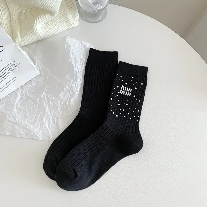 

Lolita JK Rhinestone Fashion Stockings Soft Luxury Printed Breathable Comfortable Cotton Decoration Socks for Women