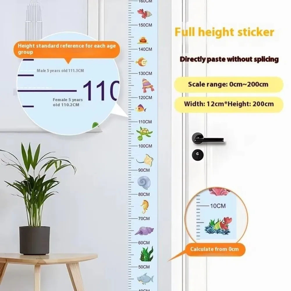 2M Height Height Measurement Sticker Waterproof Removable Child Growth Chart Catoon Pattern Self-adhesive Height Measuring Tape