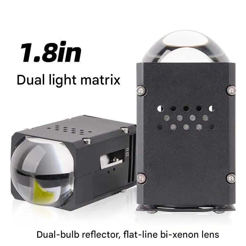 1.8 Inch Bi LED Projector Headlight with Halo Laser Lens High Power Dual Lamp Cup Dual Beam Retrofit Matrix Car LED Bulb Upgrade