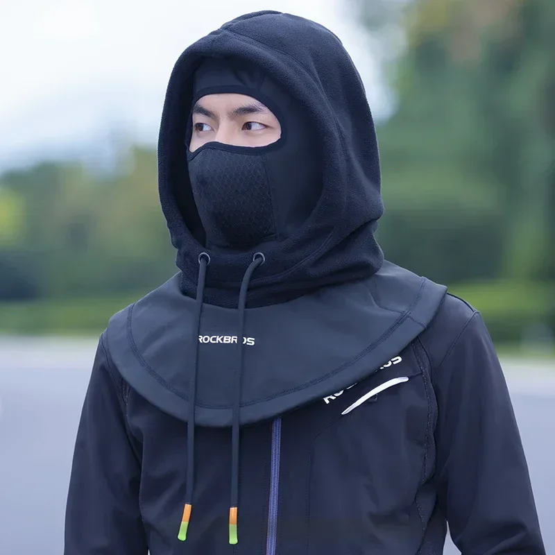 ROCKBROS Winter Cycling Face Mask Women Men Hood Balaclava Warm Windproof Ski Mask Fleece Double Layer Motorcycle Scooter Mask