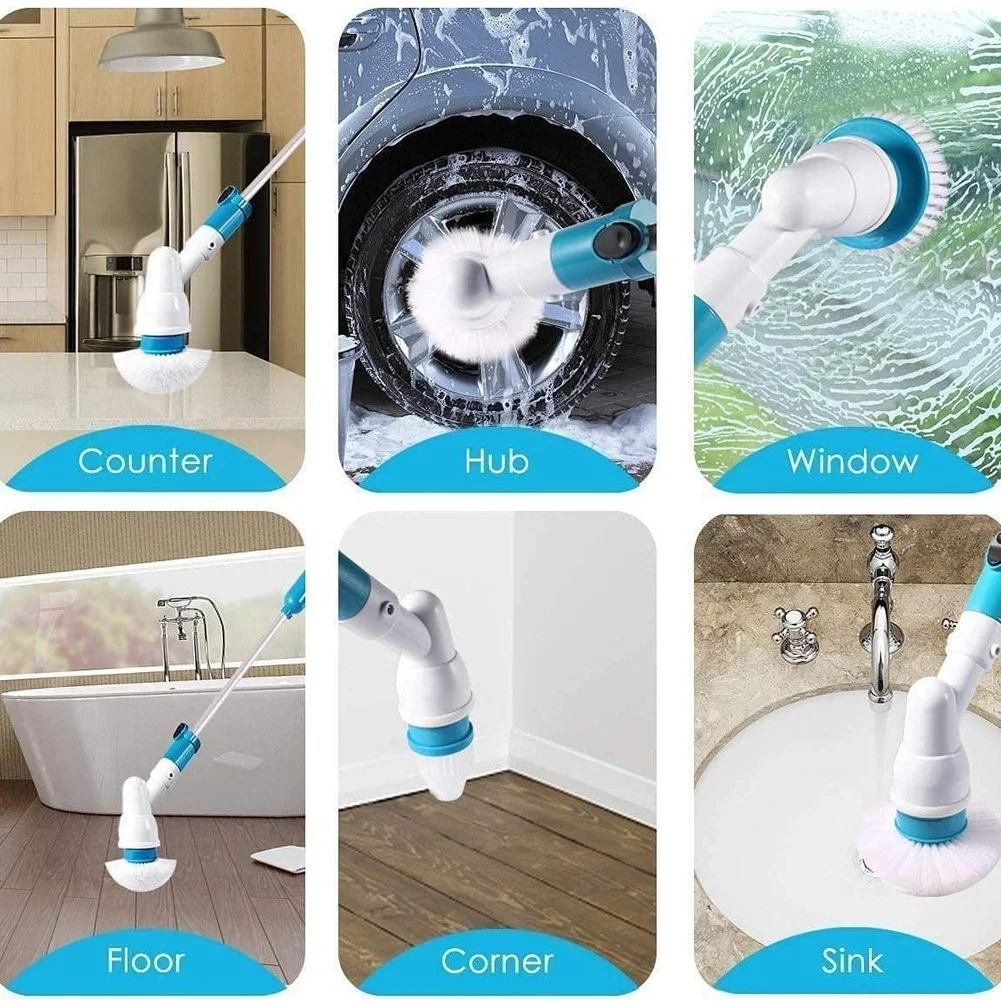 Waterproof Scrubber Rotating Brush High Fiber Nylon Bristles 360-degree Rotation Kitchen Cleaning For Bathroom