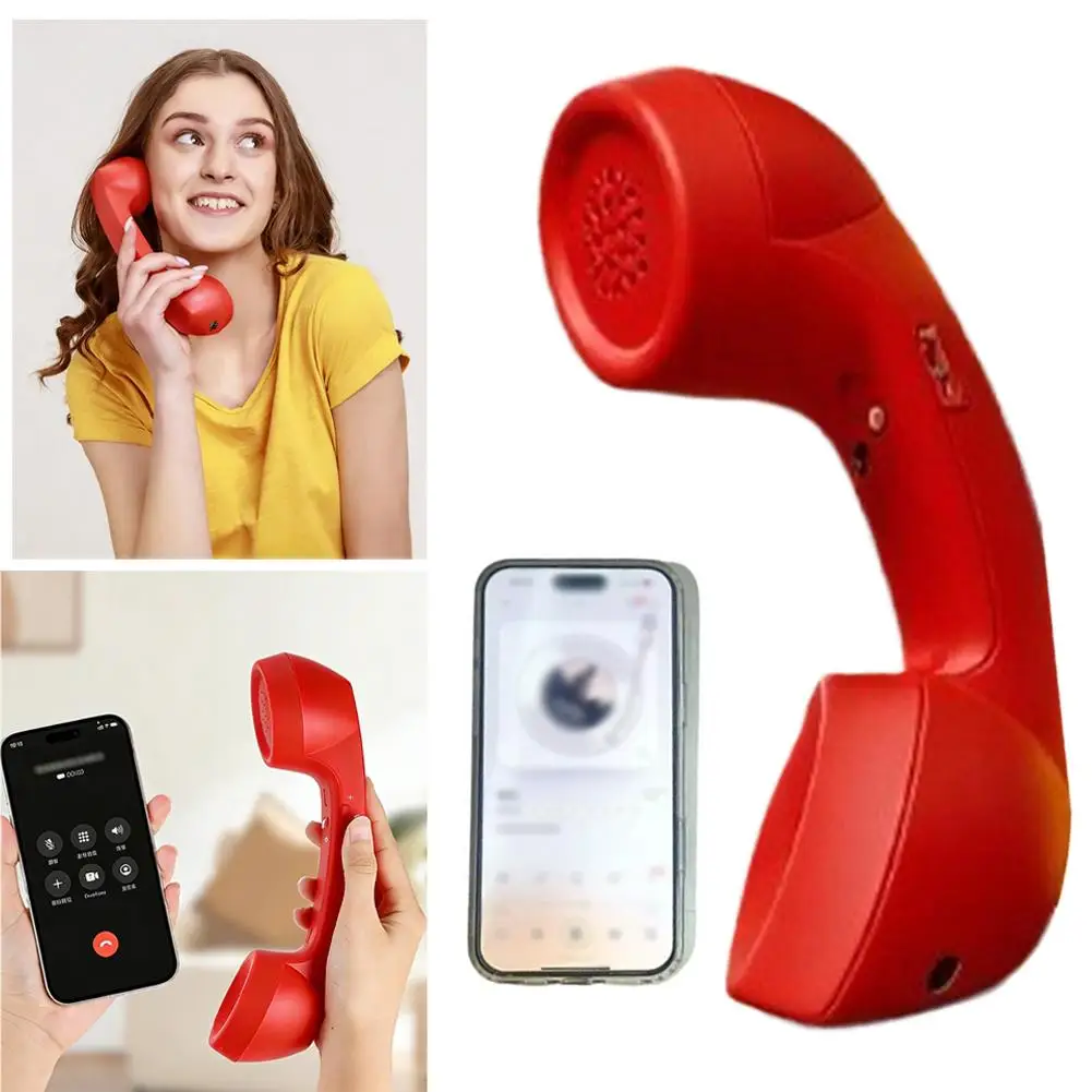 Retro Telephone Handset Wireless Bluetooth & Wired 3.5mm Receiver Classic Radiation-Proof Phone Mic Earphone for iPhone V7O2