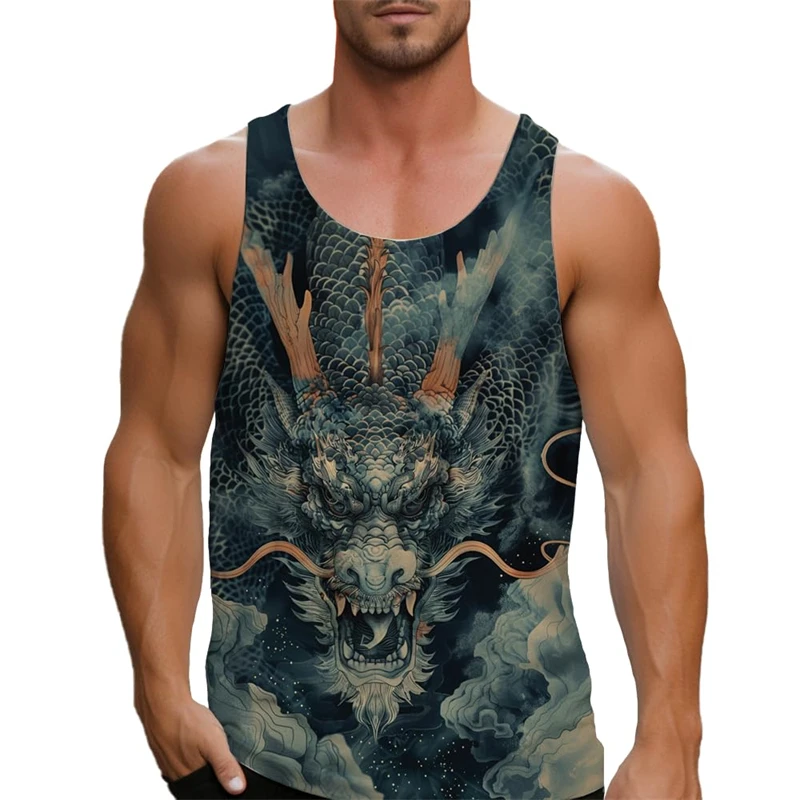 2025 Harajuku Dragon 3d Printed Tank Tops Men Women Fashion Vest Sleeveless Tops Graphs Gym Hawaii Y2k Beach Tank Top Man Tee