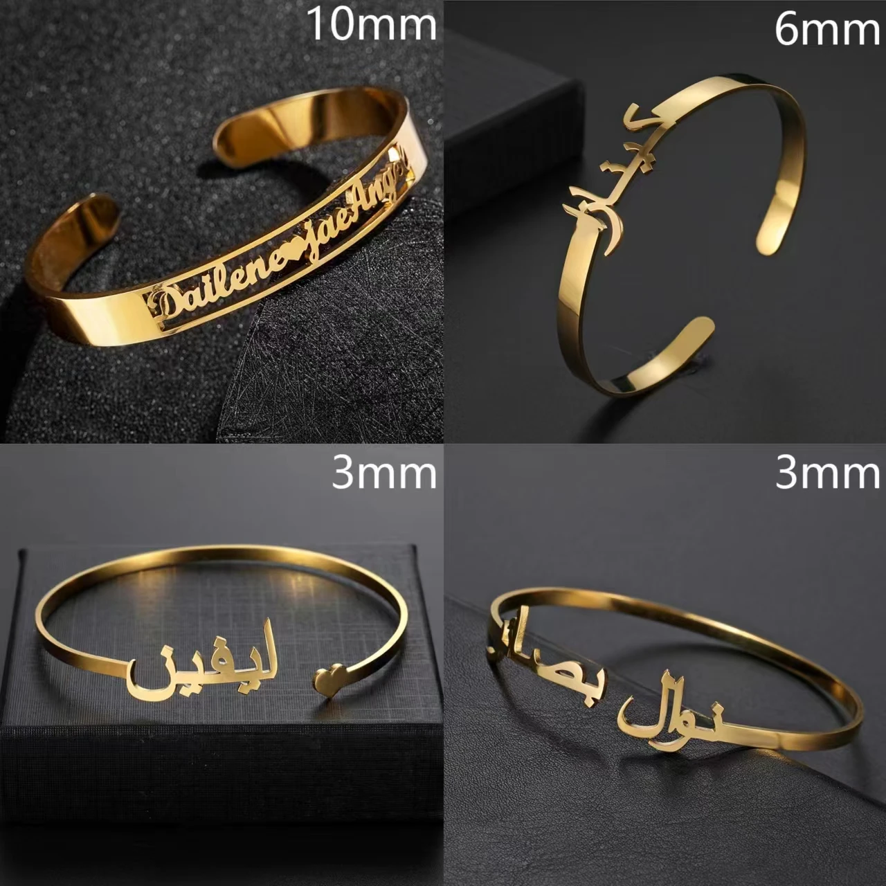 

DHQH Customized Letter Name Bracelet Personalized Arabic Name Adjustable Bracelet Women's Men's Children's Stainless Steel Gifts