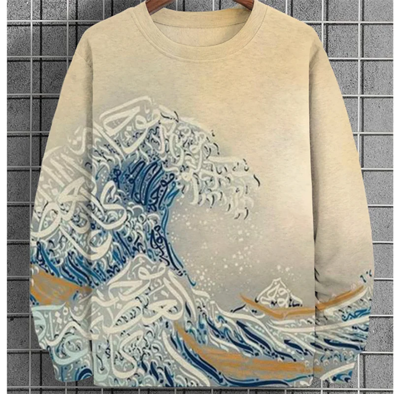 

Fashion Japanese Dog Wave Pattern Sweatshirts Trend Spring Autumn Streetwear Long Sleeve 3D Printed Tops Cool Oversized Hoodies
