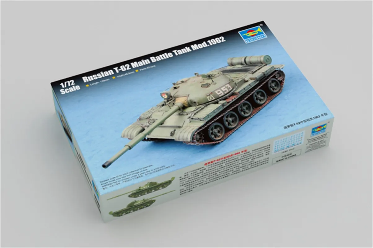 

Trumpeter 1/72 Scale Russian T-62 Main Battle Tank Mod.1962 Military Plastic Assembly Model #07146