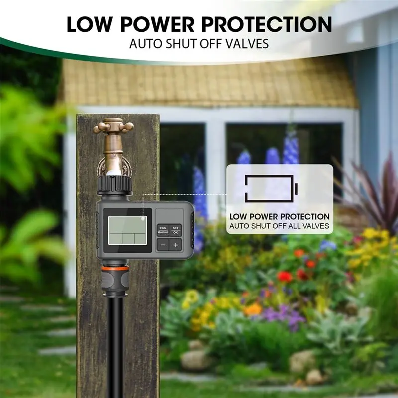 PZHI Smart Water Timer Intelligent 1-Outlet, Irrigation Watering System Sprinkler Timer with LCD Display, Garden Programmer for