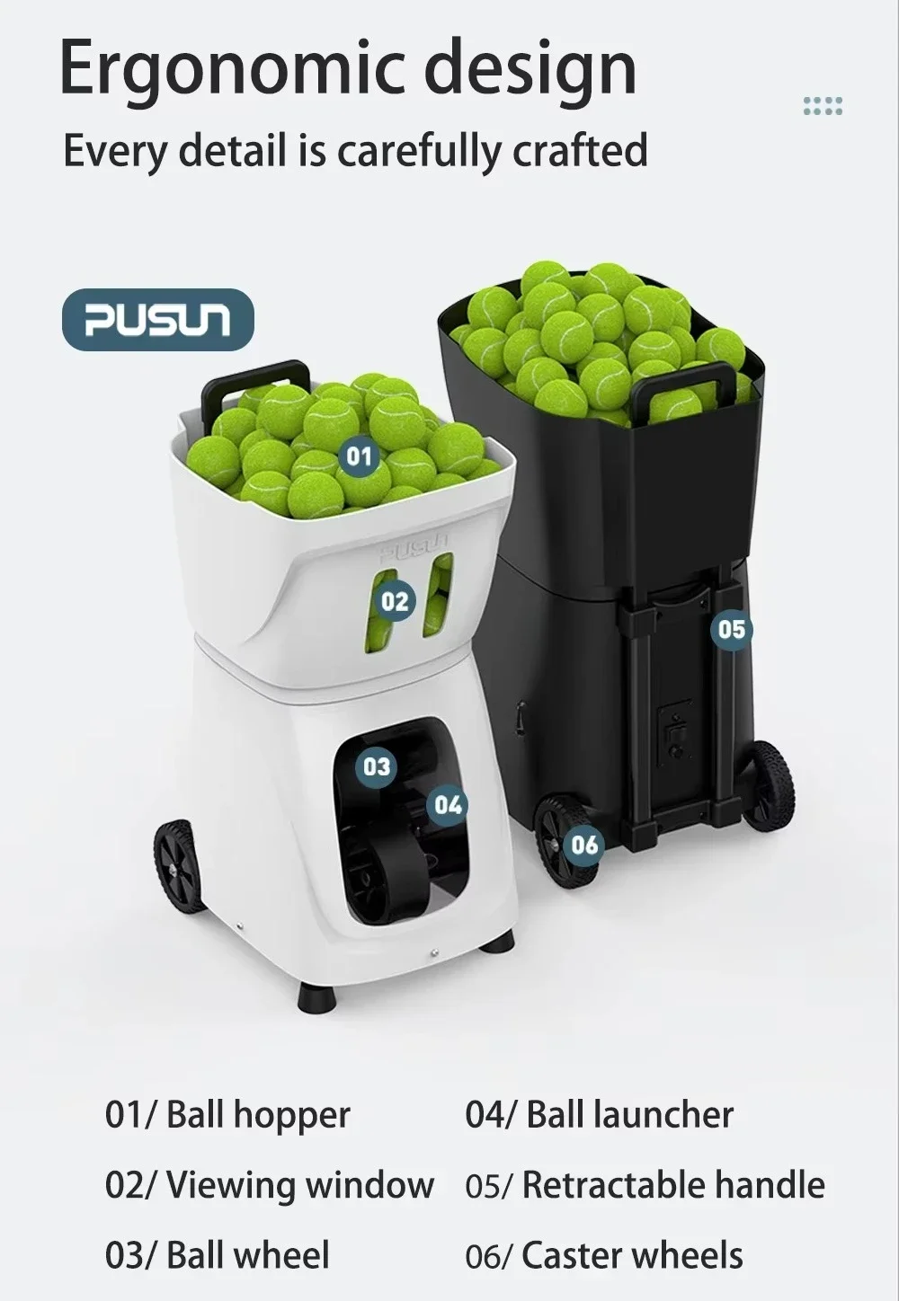 Newchance Pitching Machine PT MINI Indoor/Outdoor Tennis Ball Machine Portable Sports Launcher Tennis Ball Thrower for Training