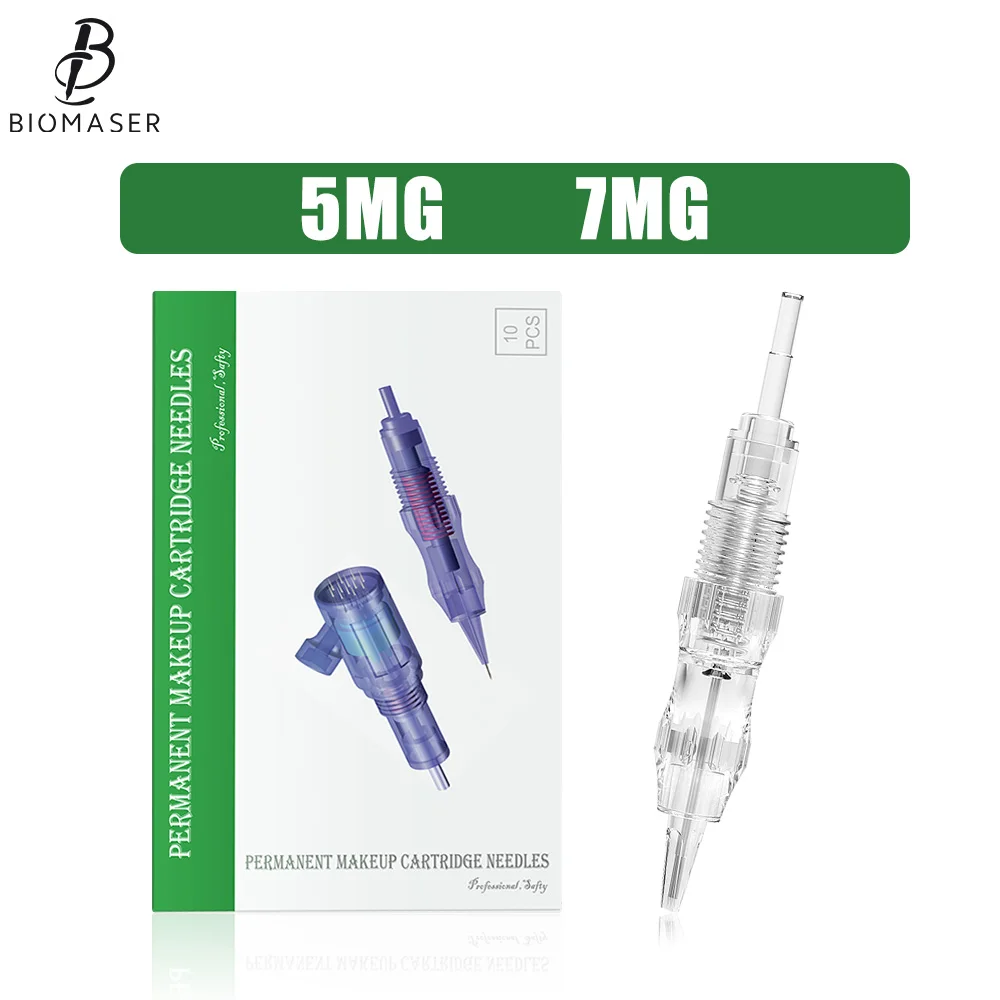 Biomaser-agulhas para maquiagem permanente, 5mg 7mg, inclinação, microagulhamento, tatuagem, lábios, caneta, agulhas de pontas